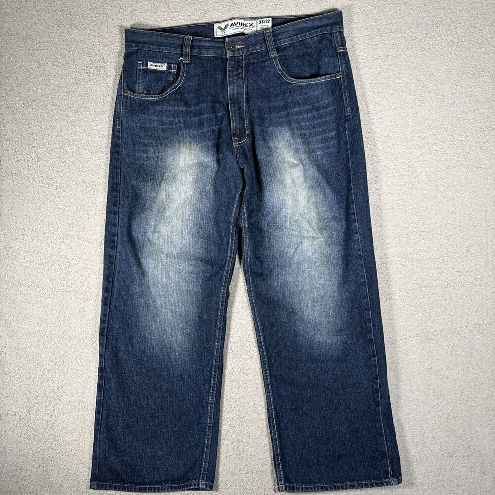 Avirex Jeans Men’s Size‎ 38x32 Fits 38x28 Baggy Wide Leg Hip Hop Skater Grunge
